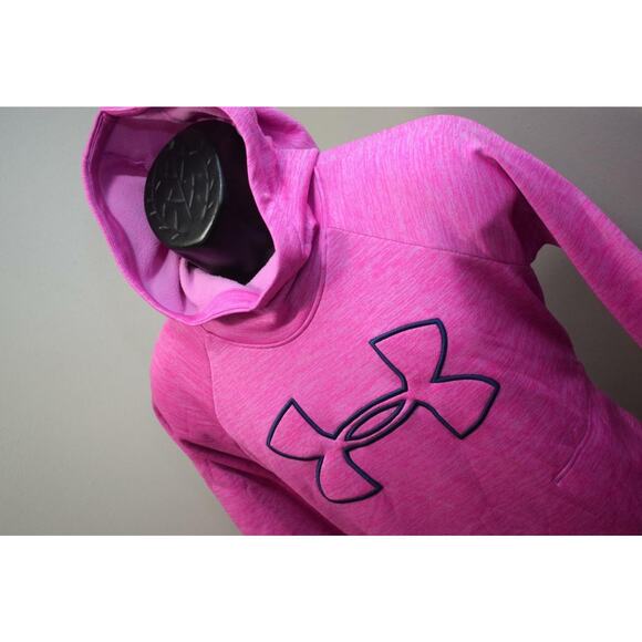 38784 Womens Under Armour ColdGear Loose Pink Athletic Hoodie Sweater Sz Small - Picture 1 of 10